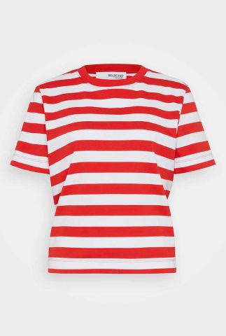 t-shirt essential ss striped rood XS