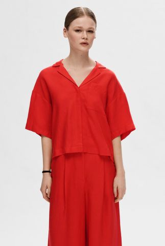 Rode blouse lyra 2/4 boxy revers linen
