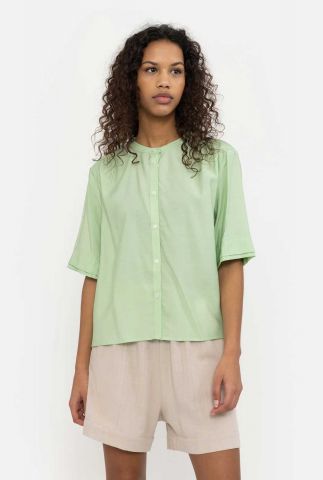 lichtgroene blouse met korte mouwen freja shirt sr323-730
