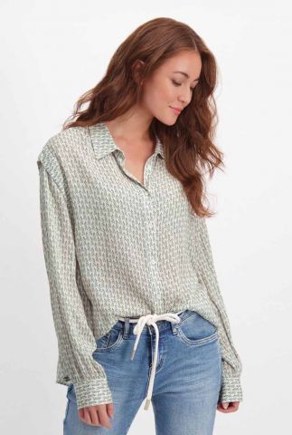 lichtgrijze blouse met ruffles en all-over print leia blouse S22.84.1971