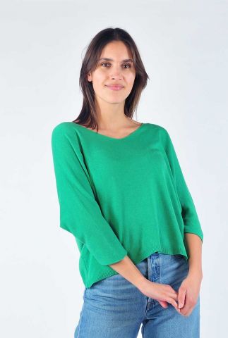 fijngebreide groene top met 3/4 mouwen amber knitted top