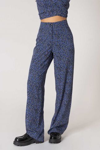 zwarte loose fit broek met bloemenprint coony pants lavender
