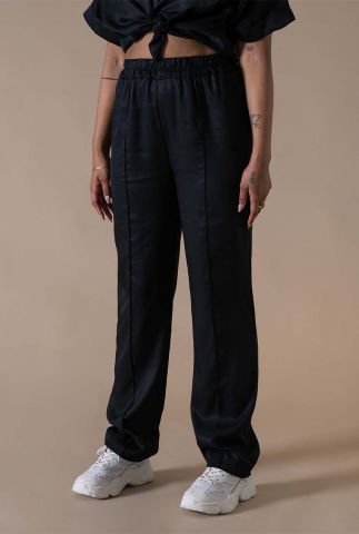 straight fit broek met elastische taille mema tencel pants