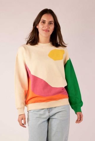 ecru sweater met kleuren sunset sweatshirt multi ivory WSS00120