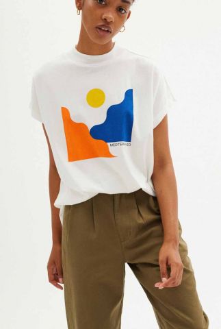 wit t-shirt met gekleurde opdruk mediterraneo wts00262
