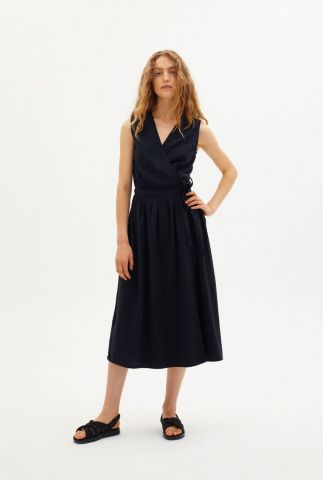 donkerblauwe jurk dark seersucker amapola dress wdr00137