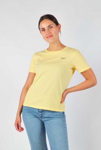 geel kleurig t-shirt met klein logo sign off tee W7Q0EVY37