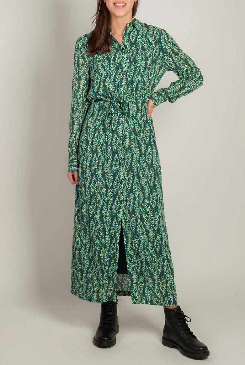 Verwonderend groene maxi jurk met ceintuur adeleide dress BC-01