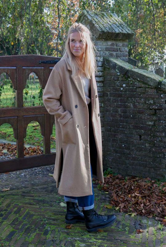 dagboek vriendelijk uit camel kleurige lange wollen jas element wool coat 16073955