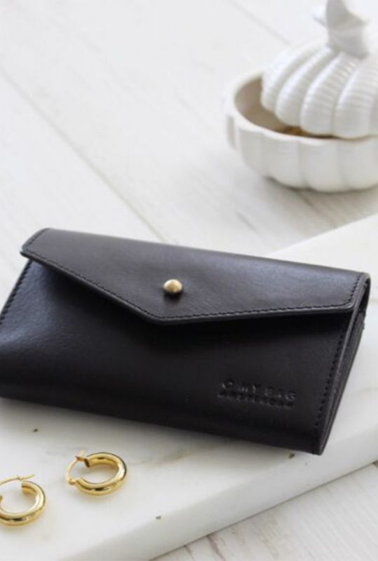 Pardon Alternatief Bruin zwarte portemonnee met pin sluiting jo's purse omb-e052cv2