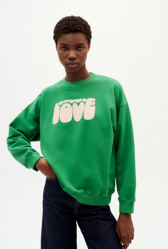 contrast kopiëren kunst groene sweater met opdruk yes love sweatshirt WSS00123